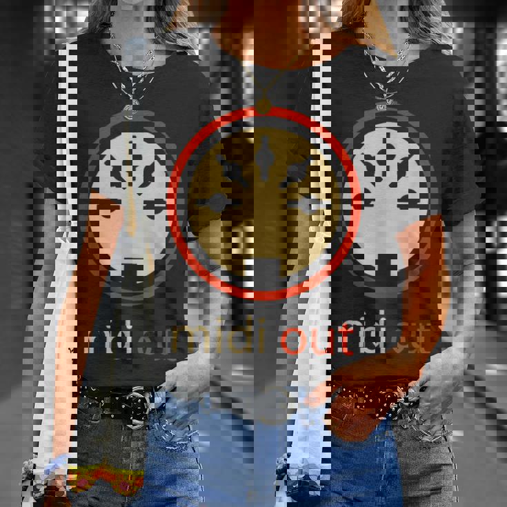 Midi Out 5極 Din オーディオシンセサイザー ヴィンテージステレオ Tシャツ 彼女への贈り物