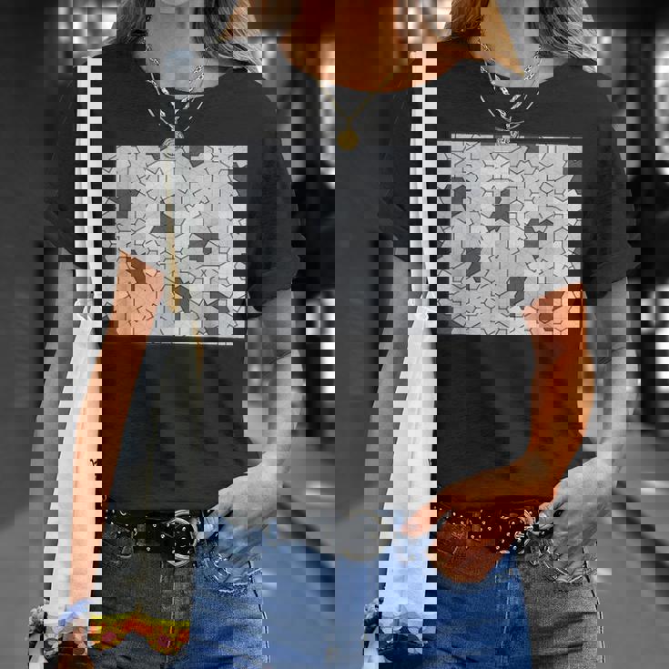 Monotone Aperiodic モノタイルカラー グレータイルパターン Tシャツ 彼女への贈り物