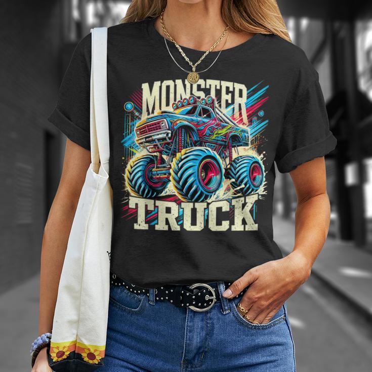 Monster Truck Retro Colorido Camiones Amante Niño Adolescente Adulto Camiseta unisex Regalos para ella