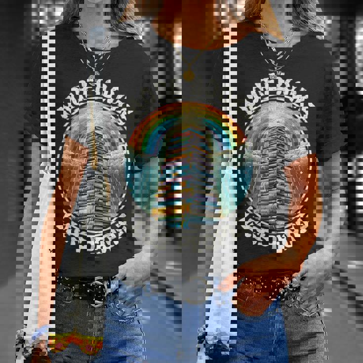 More Books Less People Book Lover Bookworm リーディングブック Tシャツ 彼女への贈り物