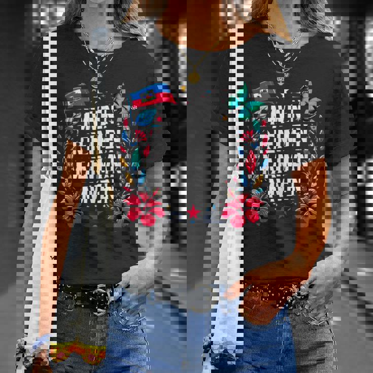 Mwen Renmen Manman Mwen ハイチ国旗 I Love My Mother Tシャツ 彼女への贈り物