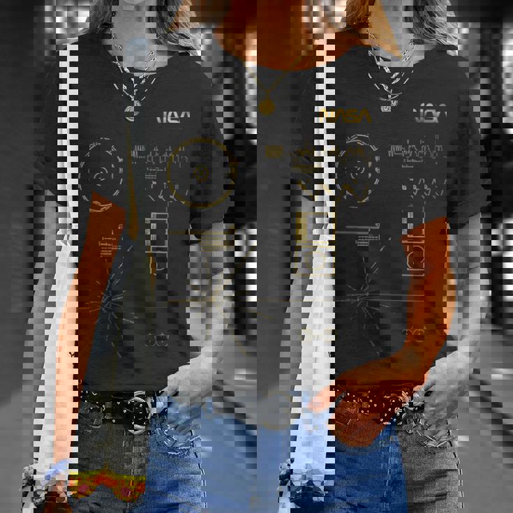 Nasaボイジャーゴールデンレコードメッセージワームロゴ有名 Tシャツ 彼女への贈り物