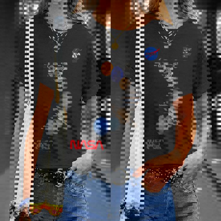 Nasa太陽系惑星ワーム記章ロゴ Tシャツ 彼女への贈り物
