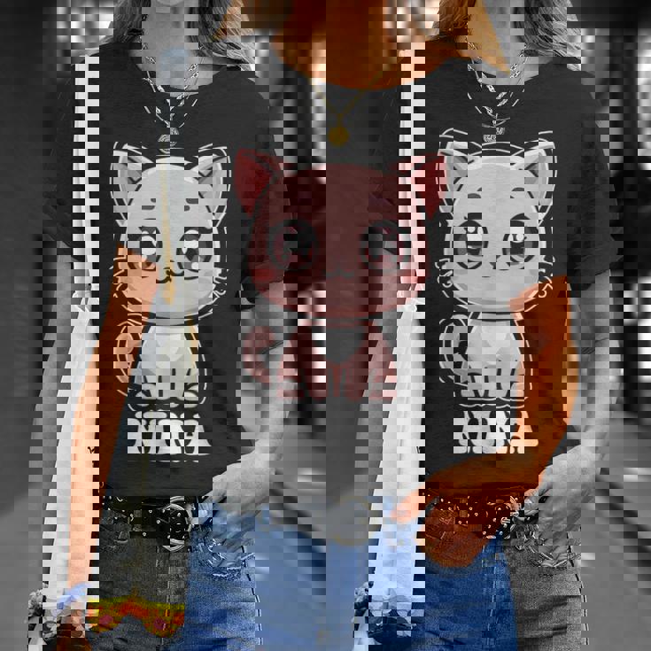 Nina かわいい猫 子猫デザイン 女の子 名前 ニーナ Tシャツ 彼女への贈り物