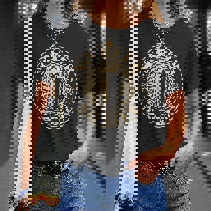 No Beer No Life ヴィンテージ飲酒 ビール愛好家向け 左胸 Tシャツ 彼女への贈り物