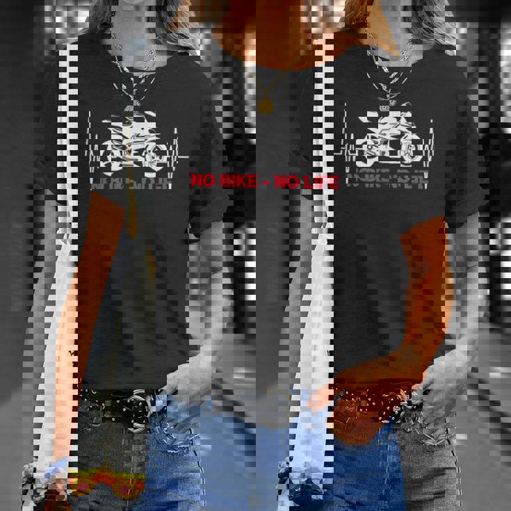 No Bike No Life 面白い オートバイ ハートビート Tシャツ 彼女への贈り物