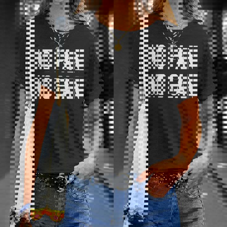 No Pain No Gain Fitness Gym Inspirational Motivation Quotes Tシャツ 彼女への贈り物