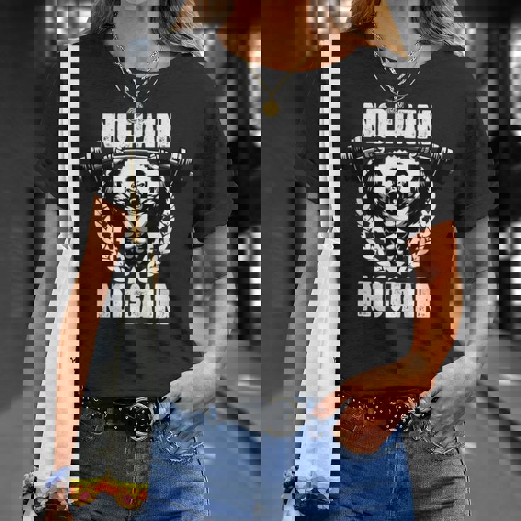 No Pain No Gain ウェイトリフティング ワークアウト ジム 引用 ジム フィットネス Tシャツ 彼女への贈り物