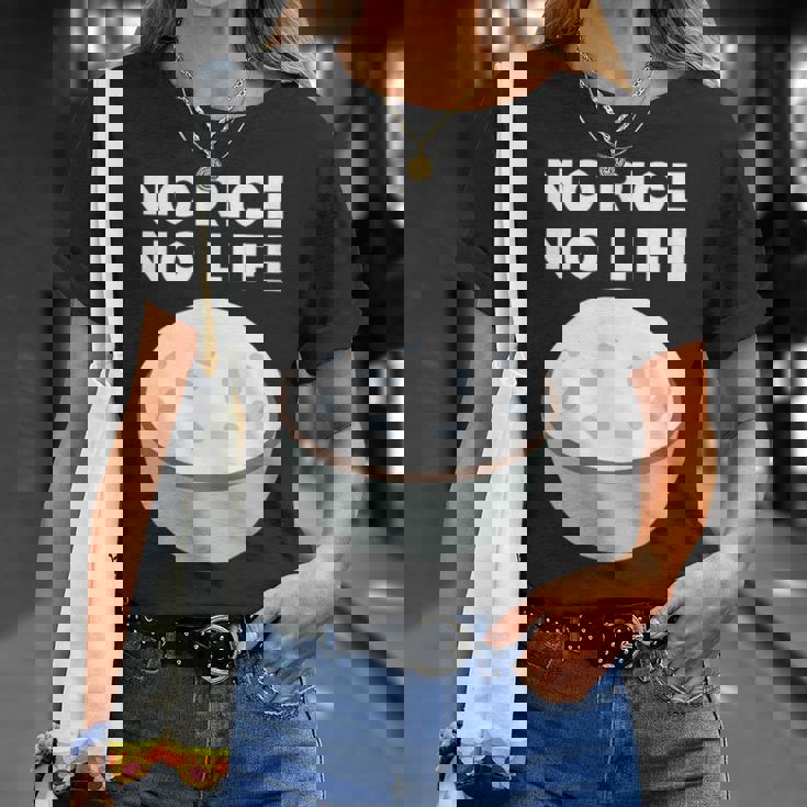 No Rice No Life おかしいご飯、アジア料理 Tシャツ 彼女への贈り物