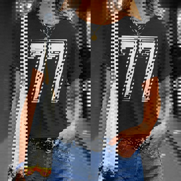 Number 77 Birthday 77Thports Player チーム番号入りジャージ Tシャツ 彼女への贈り物
