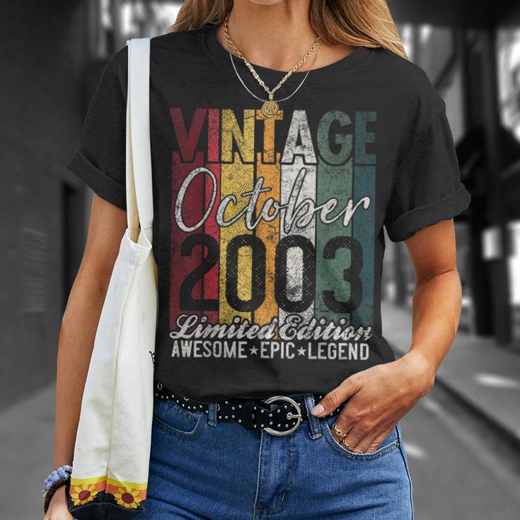 Octubre 2003 19 Cumpleaños Regalo 19 Añosintage Retro Camiseta unisex Regalos para ella
