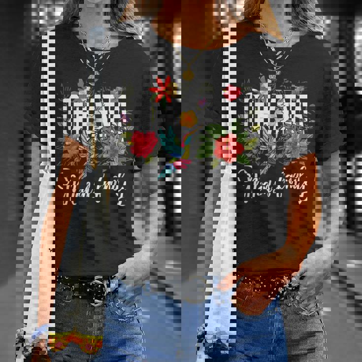 Ohana Means Family ハワイ ハイビスカス 花 70年代 レトロ ハワイアン Tシャツ 彼女への贈り物