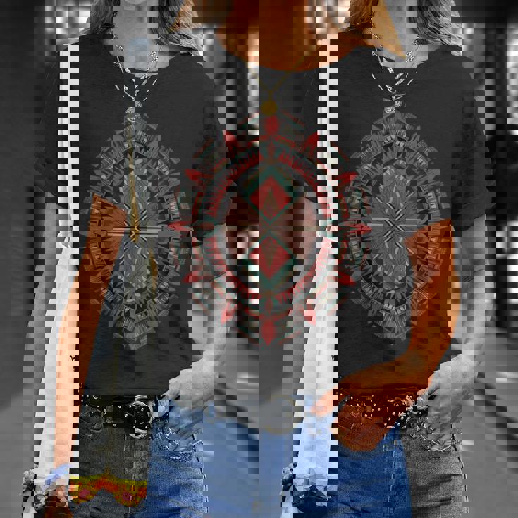 Patrón Tribal Indio Arte Tribal Nativo Americano Camiseta unisex Regalos para ella