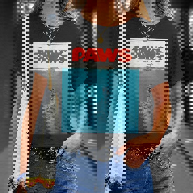 Paws Cat ファニーtシャツ、子猫映画ポスターパロディ Tシャツ 彼女への贈り物