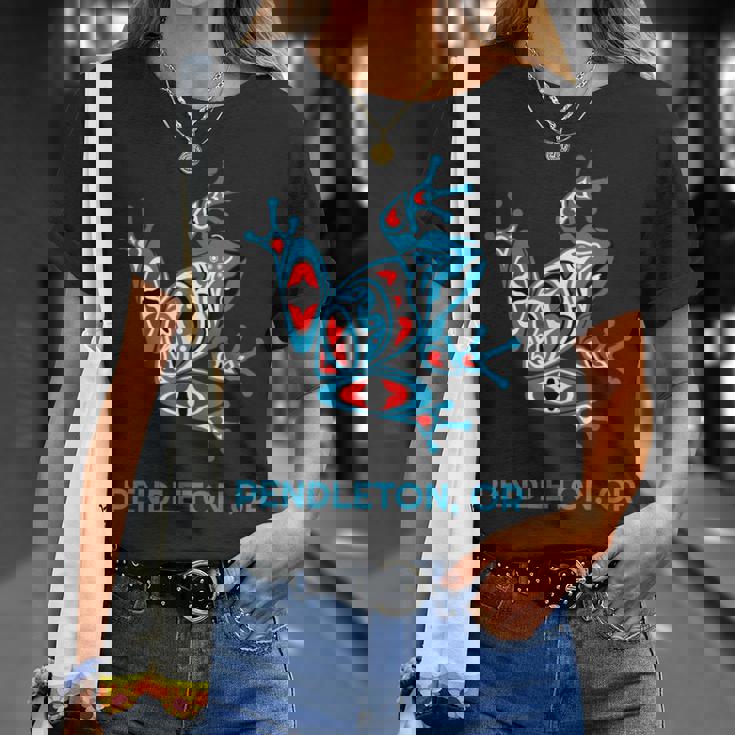 Pendleton オレゴンレッドブルフロッグ Pnw アート ネイティブアメリカン Tシャツ 彼女への贈り物