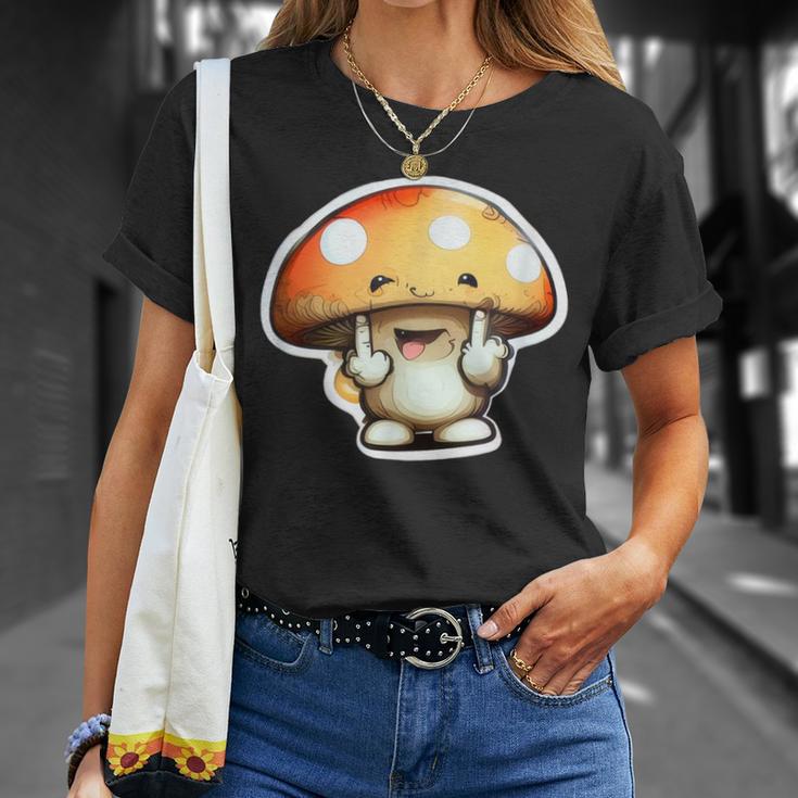 Personnage Champignon Drôle Doigt D'honneur Joyeux Anniversaire Gourmand T-Shirt Cadeaux pour elle