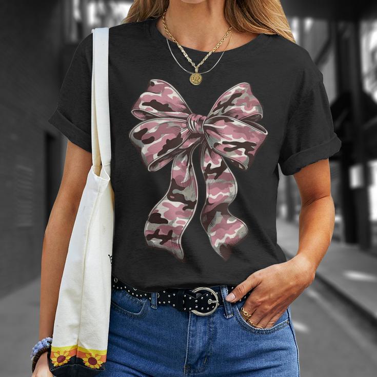 Pink Camouflage Old Camo Bow Camo Coquette Bow Hunting Women T-Shirt Gifts for Her