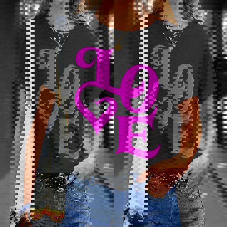 Pink Love ピンクカラーグラフィック Tシャツ 彼女への贈り物