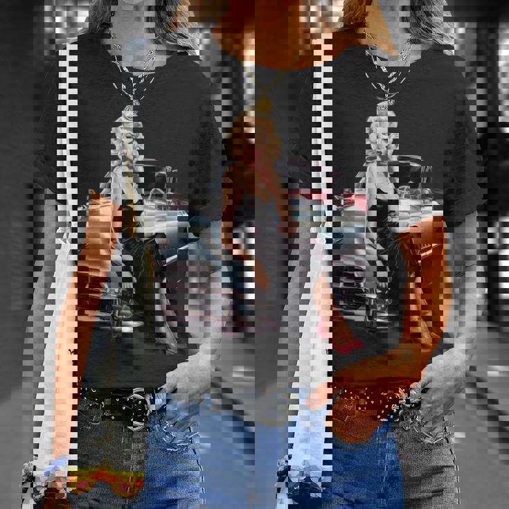 Pinup Girl ビンテージクラシックカー ホットロッド ロカビリー Tシャツ 彼女への贈り物