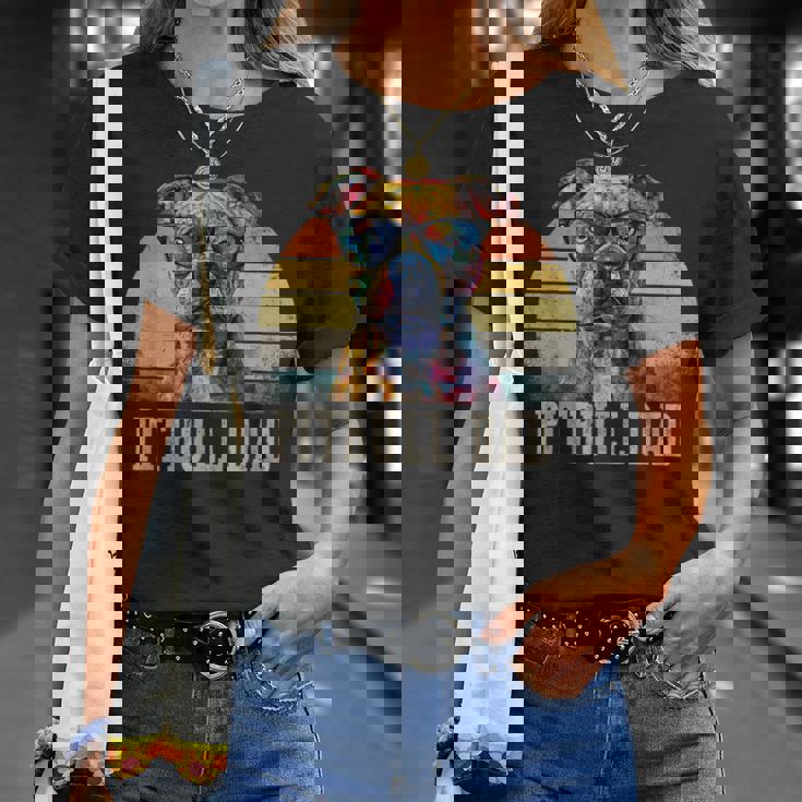 Pitbull Dad Dog Lover カラフル アーティスティック ピットブルのオーナー。 Tシャツ 彼女への贈り物