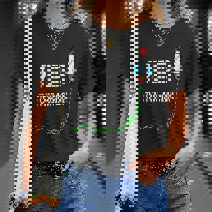 Pltr To The Moontock Ticker Wsb 面白いミーム Tシャツ 彼女への贈り物