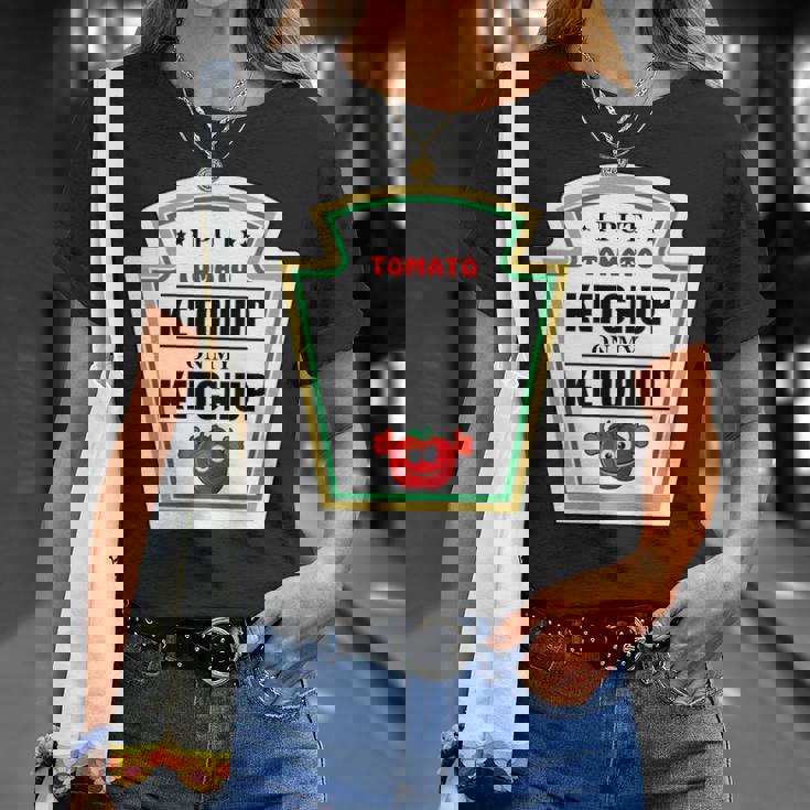 I Put Ketchup On My Ketchup トマトマスタード ハロウィンチーム 長袖tシャツ Tシャツ 彼女への贈り物