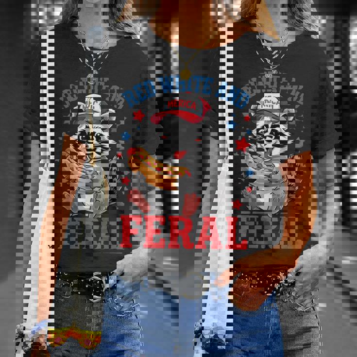 Red And Feral 4Th Of July ユーモア キッズ アメリカ Tシャツ 彼女への贈り物