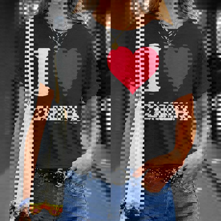 Red Heart I Love Zarina Tシャツ 彼女への贈り物