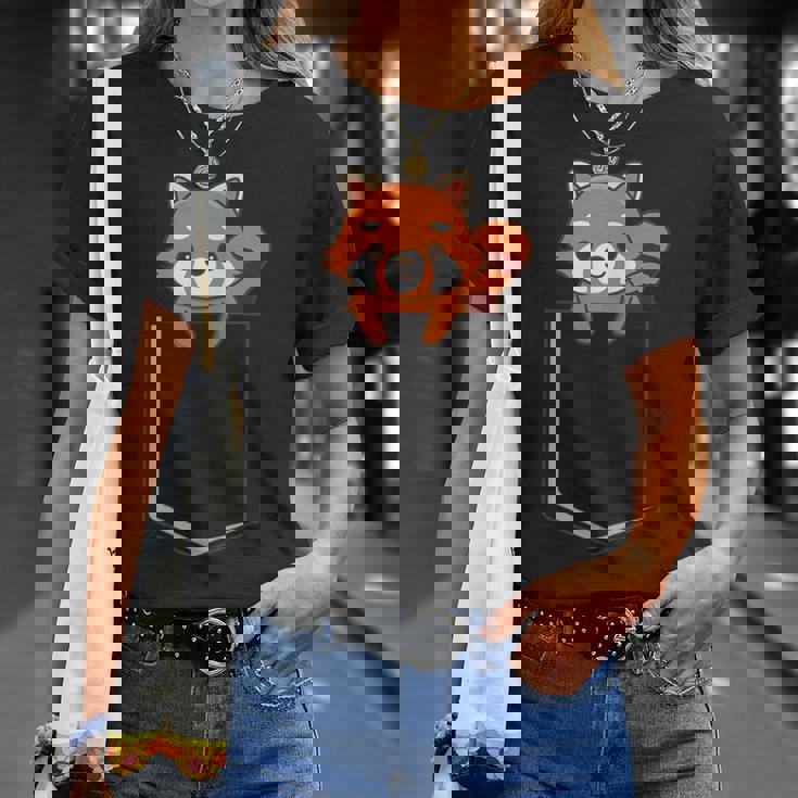 Red Panda In A Bag Cute Love レッドパンダバッグ Tシャツ 彼女への贈り物