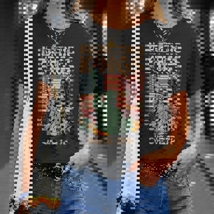 Rejecting Kings Since 1776 Flag Protest Save Democracy T-Shirt Gifts for Her
