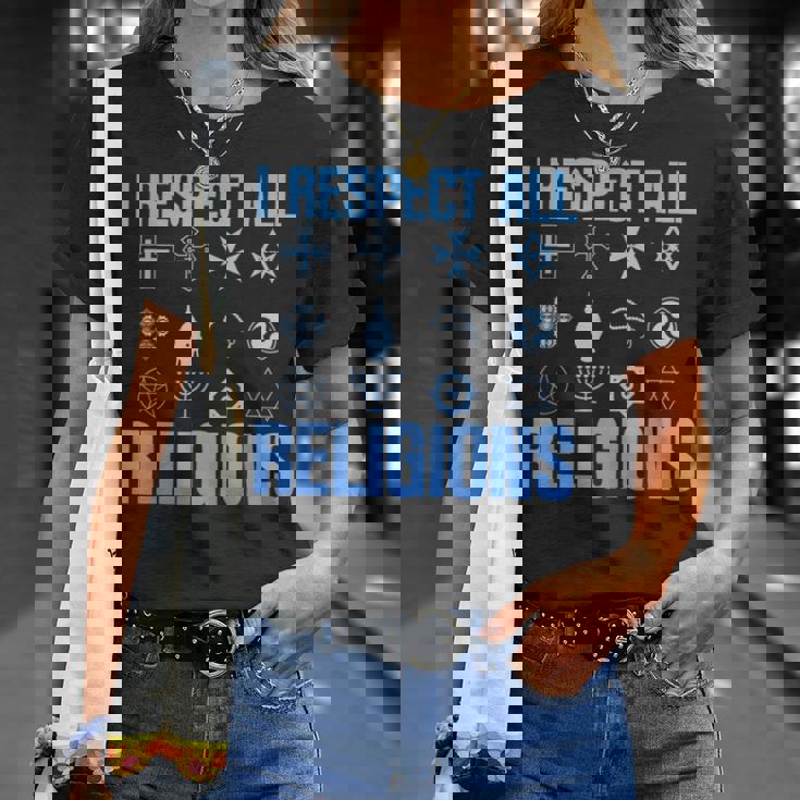 I Respect All Religions 精神性 寛容 受容 Tシャツ 彼女への贈り物
