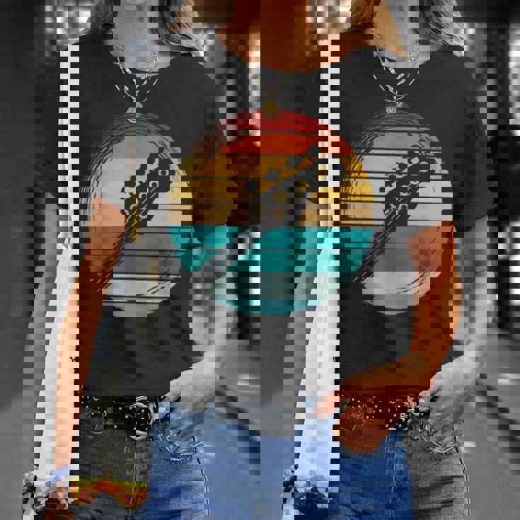 Retro Bajista Rockero Músico Instrumento Música Bajo Camiseta unisex Regalos para ella
