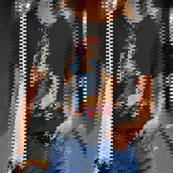 Retro Patriotic Pin-Upintage Usa Flag American Beauty Girl Tシャツ 彼女への贈り物