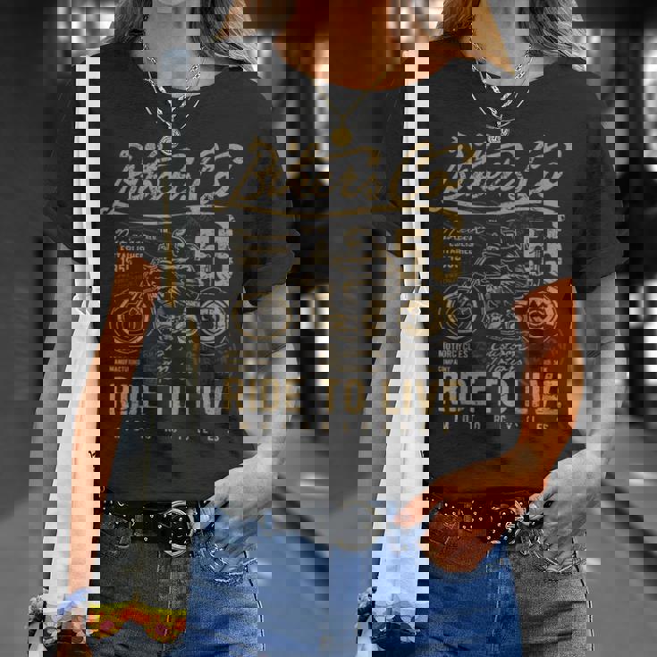 Ride To Live アンティーク風ビンテージレトロアメリカンバイク Tシャツ 彼女への贈り物