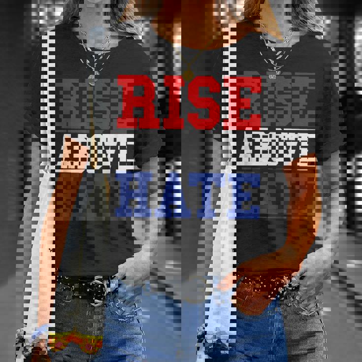 Rise Above Hate Red And Blue America Tシャツ 彼女への贈り物