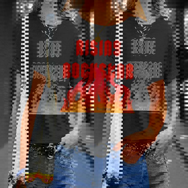 Rising Rockstar Fire Rocker Music Fun ロジックロックスター フェスティバル Tシャツ 彼女への贈り物