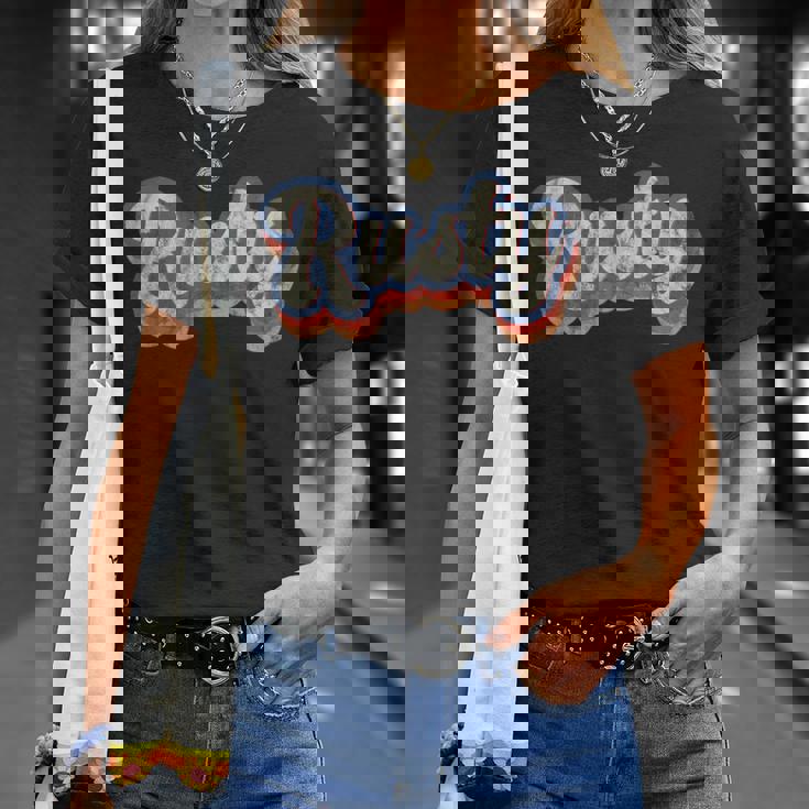 Rusty 名前入りシャツ カスタムレタリング 70年代 Tシャツ 彼女への贈り物