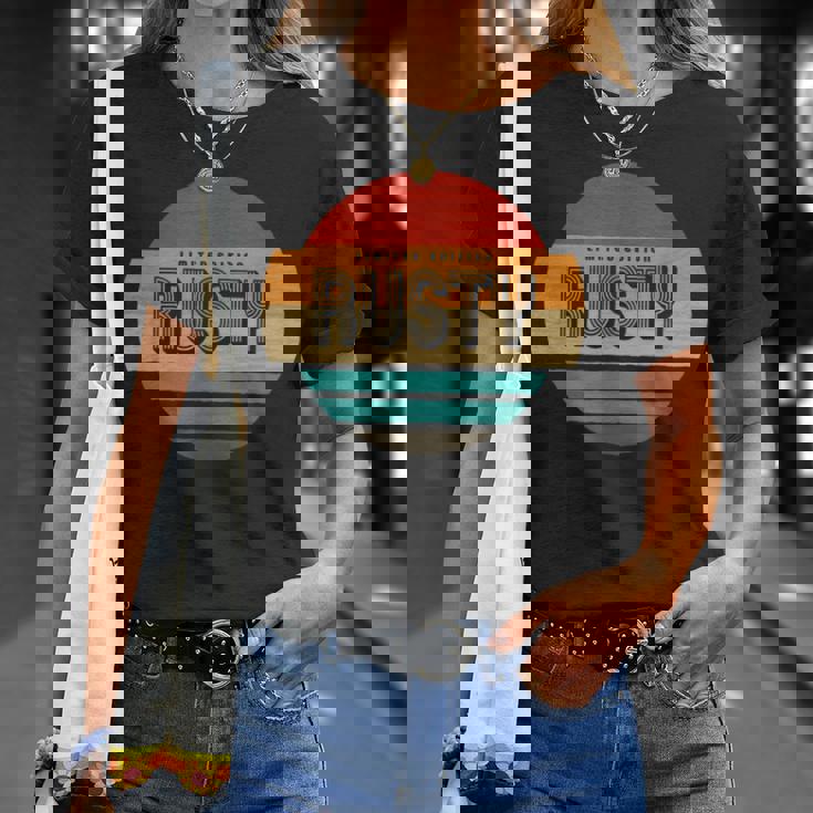 Rusty 名称 レトロ・ヴィンテージ・サンセット 限定版 Tシャツ 彼女への贈り物