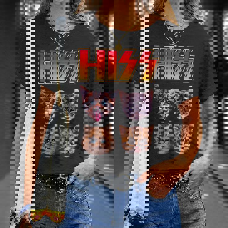 Hiss Cat Cat Lover Kittens Rock Music Cat Hiss Tシャツ 彼女への贈り物