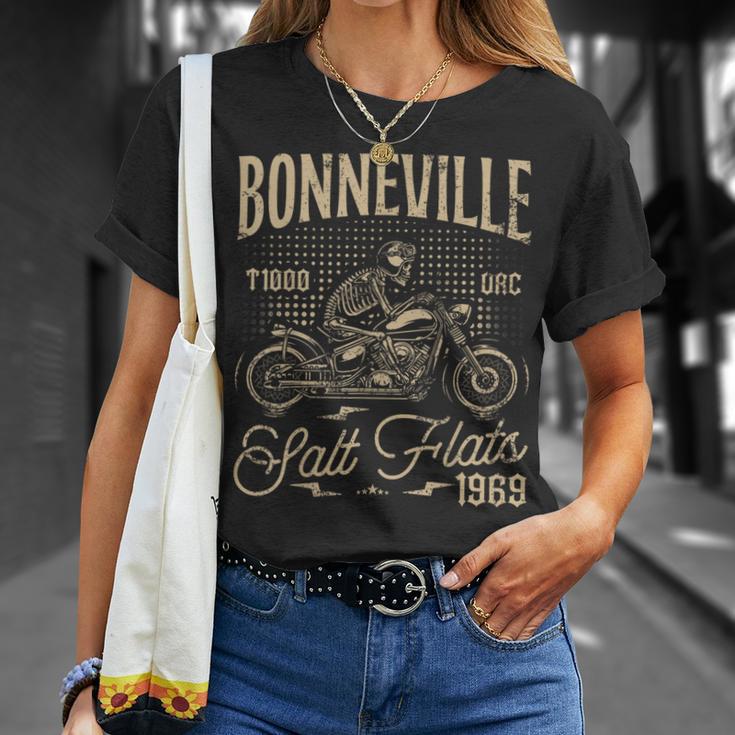 Salinas De Bonneville Motociclismo Carreras Moterointage Camiseta unisex Regalos para ella