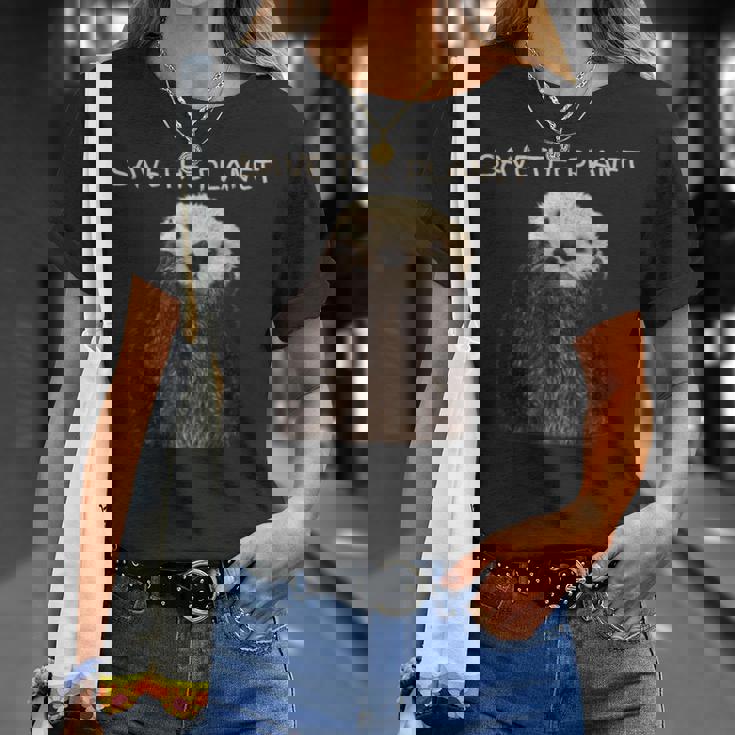 Save The Planet かわいいラッコ。 Tシャツ 彼女への贈り物