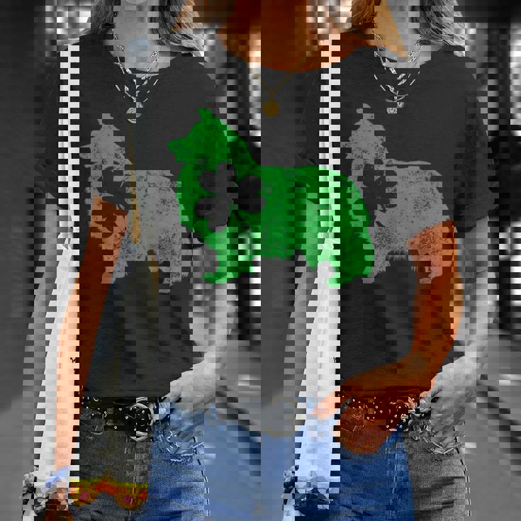 Shetlandheepdog シェルティ セントパトリックデー メンズ シャムロックドッグ Tシャツ 彼女への贈り物