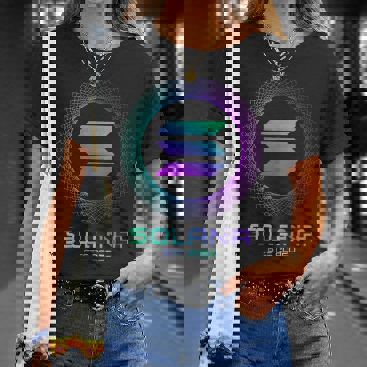 Solanaolコイン暗号ロゴブロックチェーン ソラナ Tシャツ 彼女への贈り物