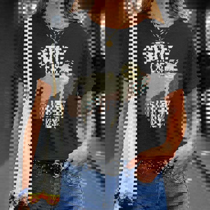 Sorry I Can't I'mery Busy ナマケモノ 遅刻魔 おはようございます。ホームオフィス Tシャツ 彼女への贈り物