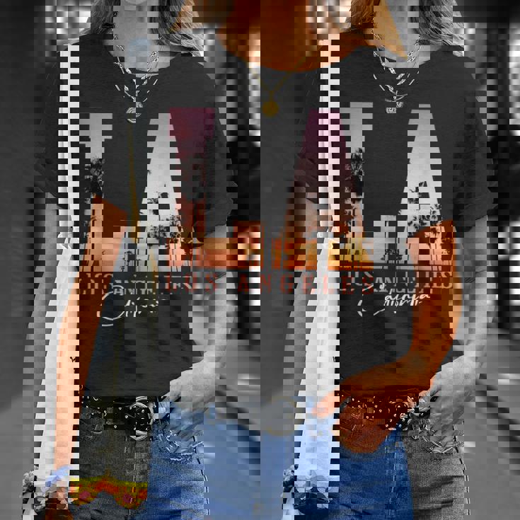 Souvenir Du Coucher Deoleil La Los Angeles Californie T-Shirt Cadeaux pour elle