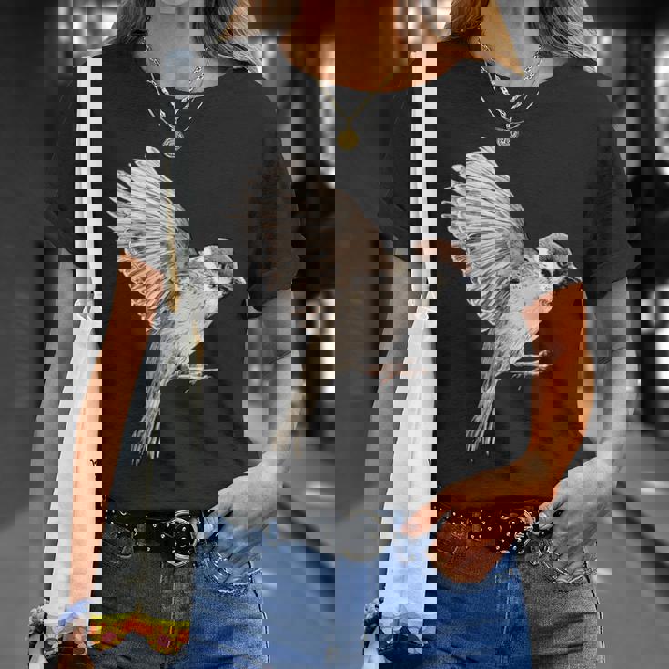 Sparrow-Spring-スズメ-春-自由-鳥-動物 Tシャツ 彼女への贈り物