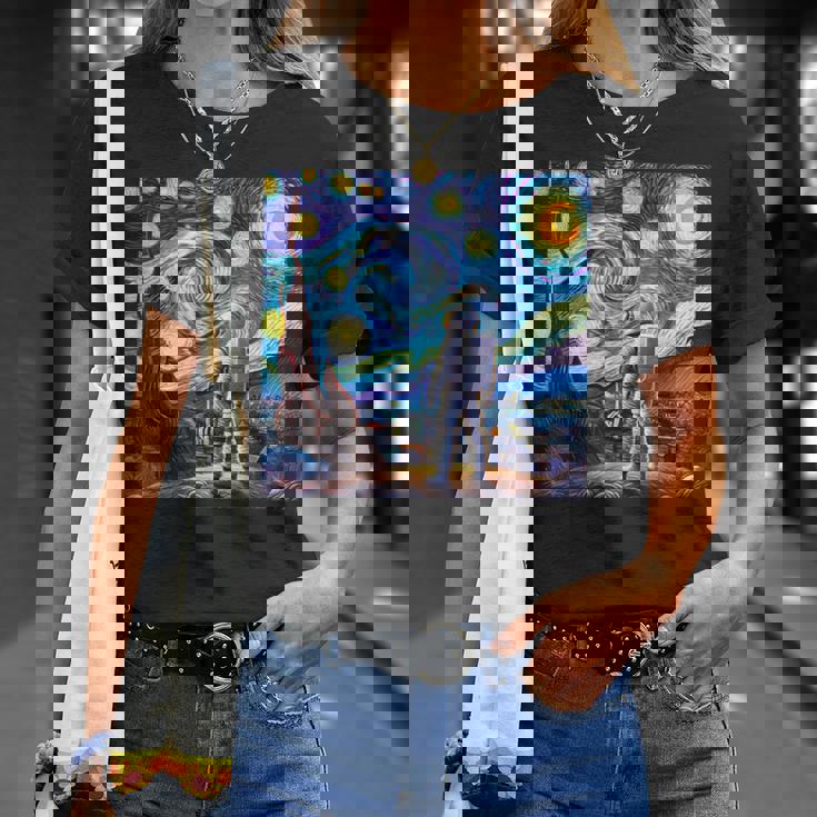 Starry Night Renditionincentan Gogh Astronaut Tシャツ 彼女への贈り物