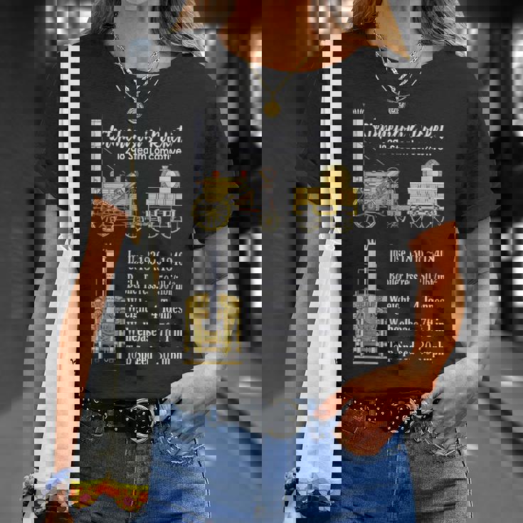 Stephenson のロケット蒸気機関車の機関車図 Tシャツ 彼女への贈り物