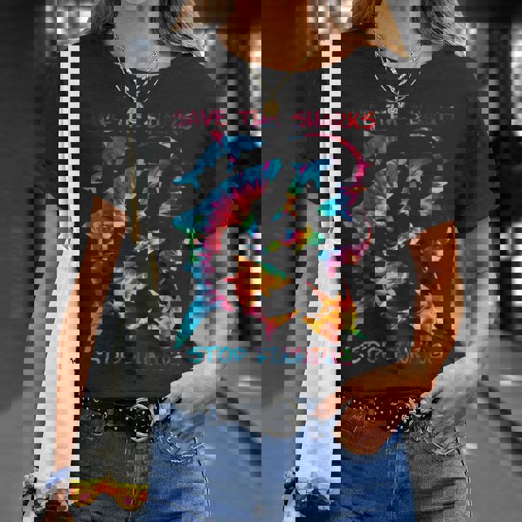 Stop Finning ジンベエザメ シュモクザメサメの種類タイダイ Tシャツ 彼女への贈り物