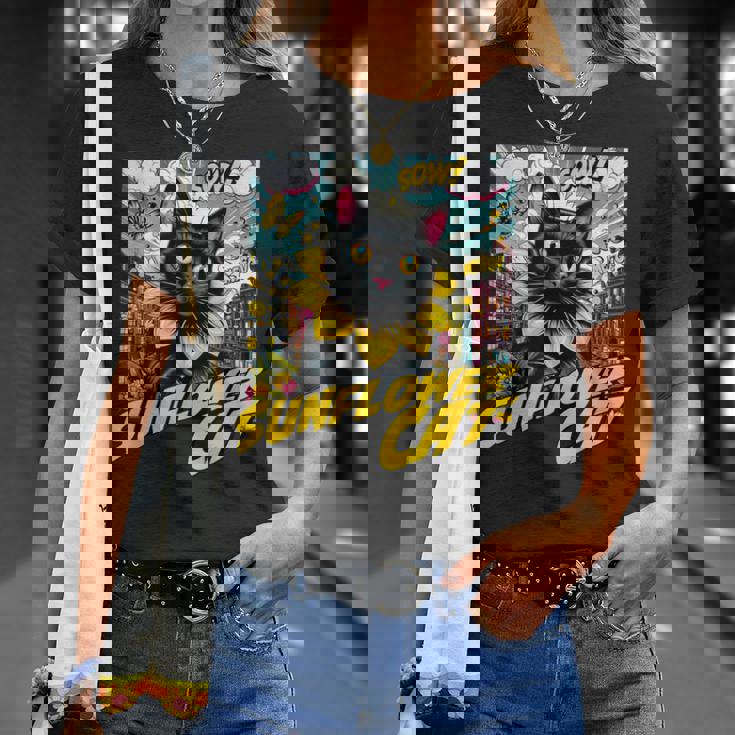 Sunflower Cat 黒猫 ひまわり 向日葵 アメコミ ネタアイテム Tシャツ 彼女への贈り物